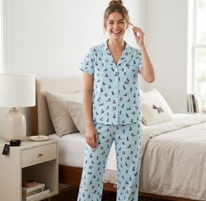 NEW! Kate Spade Women's Light Blue Playful Dog Pajama Set